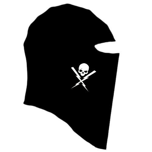 pyromaniax black balaclava logo